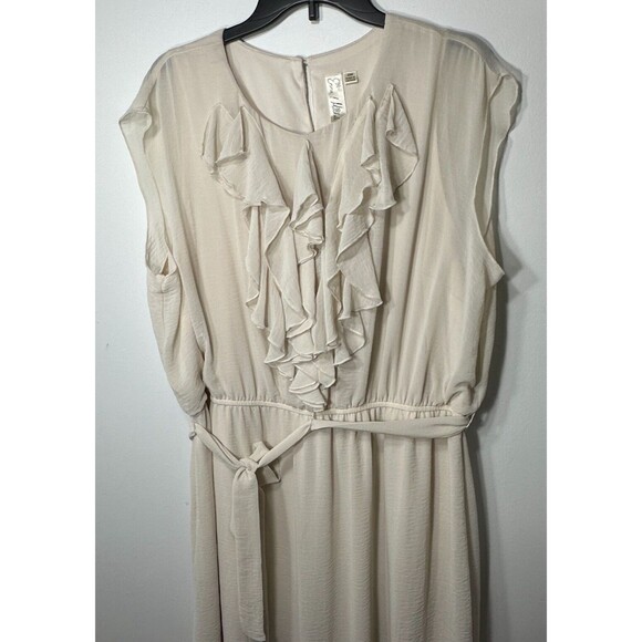 Emma & Michele Dress Size 20W Ruffle Front Belted Lined Classy Polyester - Picture 2 of 11